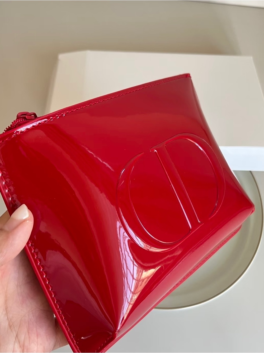 DIOR Red Patent CD Zip Pouch - Picture 3 of 8